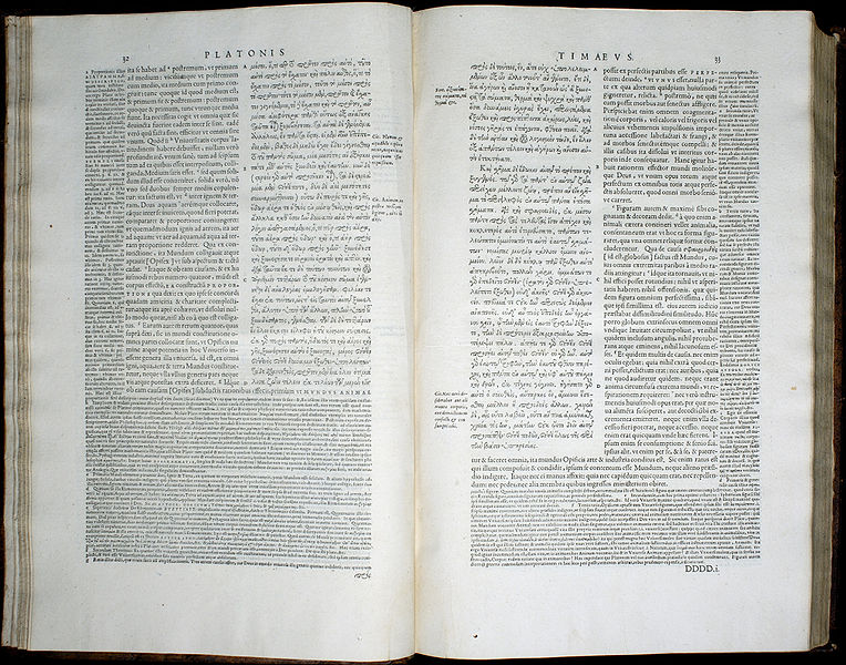 <em>Platonis opera quae extant omnia</em>, Henricus Stephanus, Genevae, 1578. <em>Timaeus</em> 32-33